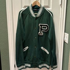 Polo Ralph Lauren Snap Button Big P Letter Varsity Jacket Green Football